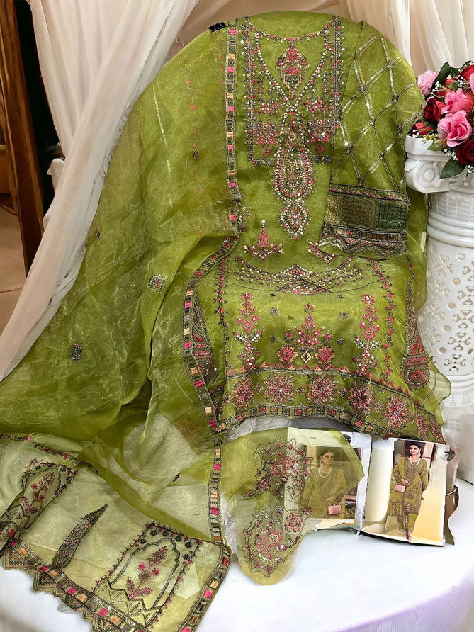 1233 E To H Mehboob Tex Embroidery Organza Pakistani Suits Wholesale Suppliers In India
